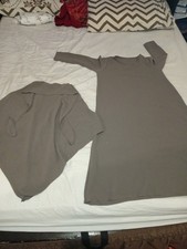 2 Piece Girls Light Brown Hijab and Jilbab Set Age 6-7 Years