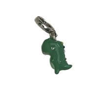 Sterling Silver 925 Green CZ Stone Enamel Anime Dragon, Dinosaur Dangle Charm 🦖