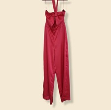 Zara Satin Effect Cut Out Strawberry Red Jumpsuit Size UK Womens Small