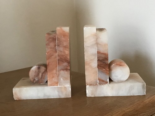 Vintage marble bookends art - bookends,