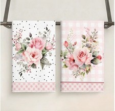Pink rose hand tea towels - 🌸, hand/tea