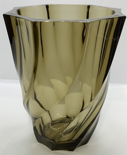 Vintage smoked glass vase - smoked,