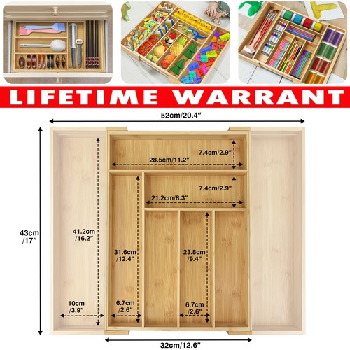 Bamboo cutlery tray expandable - cutlery,