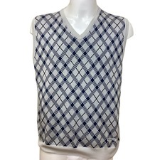 BURBERRY Argyle Vest Men's Sleeveless Jumper Blue White Pattern