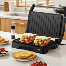 SUPERLEX Electric Press Panini Grill Sandwich Maker & Drip Tray Non-Stick 850W
