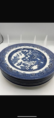 Churchill blue willow plates - willow,