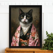 Cat In Pink Kimono Art Print