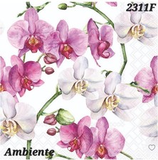 4 x Single table Paper Napkins,Decoupage/art/Craft/Vintage/orchids 