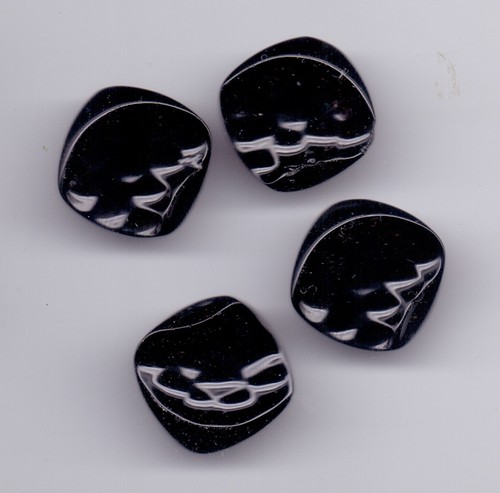 Vintage black glass buttons - glass,