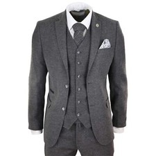 Mens Wool Tweed Suit 3 Piece