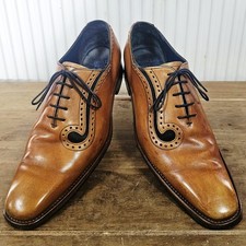 Mens Size 9uk Barker English Benchmade Leather Welted Lace Up Derby Shoes Tan