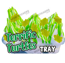 ice cream van sticker Terrific Turtles whippy Tray choc sauce decal(choose size)