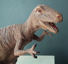 Vintage large dinosaur toy Deinonychus 10" x 20" hard plastic figure prehistoric