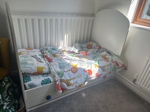 White ikea gonatt cot - white, bed