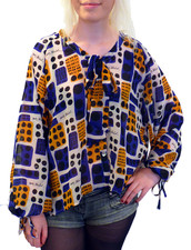 ANDY WARHOL PEPE JEANS WOMENS POP ART DOT DECO PUSSY BOW SHIRT BLOUSE Vestry K44