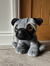 Squashy Paws Grey Dog Plush Soft Toy Teddy Pug French Bulldog Stuffed Animal