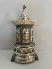 Reuge Capodimonte Italy Porcelain Cigarette/Lipstick Carousel Music Box Musical