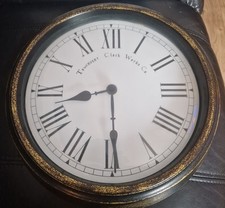 Large Towcester Clock Works Co Clock Metal Mahogany Style 14 inch