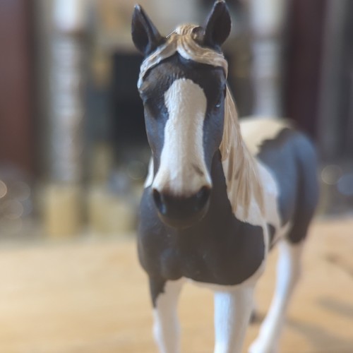Black white plastic horse - &,