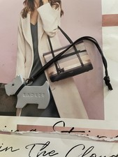 Radley Grey Leather Dog Tag / Bag Charm / Key Ring.