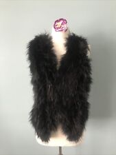 MNG suit woman black marabou feather waistcoat large boho hippy whimsy goth