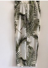 Zara light plant leaf cream green tapered trousers xs 6 8 £45 lounge nightwear 