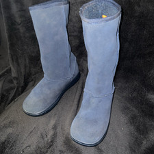 WOMEN NAVY ROCKET DOG SUGARDADDY CLASSIC FUR SUEDE WARM WINTER BOOTS SIZE 8 VGC