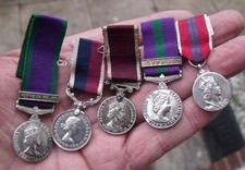FIVE PERIOD ER 11 MINIATURE MEDALS, RAF LSGC CORONATION GSM N IRE CYPRUS LSGC.