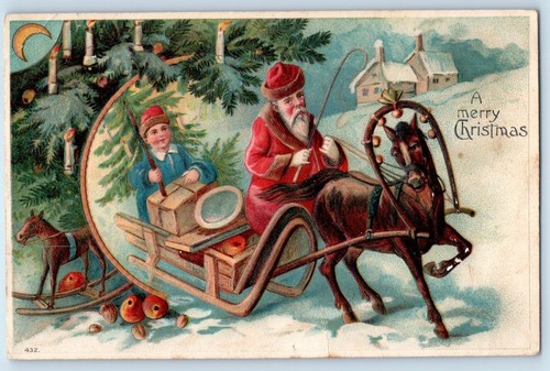 Christmas postcard horse - christmas,