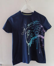M&S boys t-shirt gaming graphic,  Age 11-12, very good used condition, navy blue