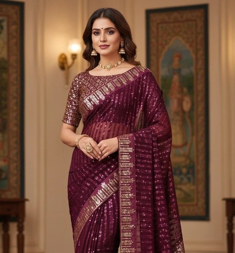 Georgette silk saree bollywood