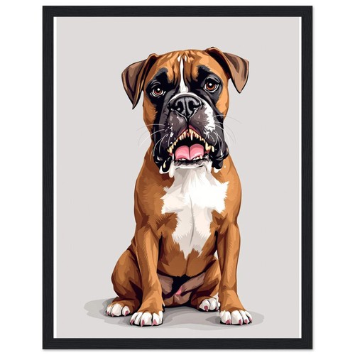 Boxer dog portrait - dog, framed