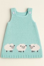 TURQUOISE BABY'S SLEEVELESS PINAFORE DRESS SHEEP DK KNITTING PATTERN 0-24 MONTHS