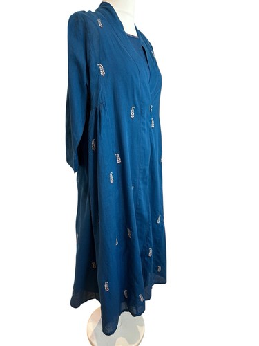 Embroidered blue overlay kurta - embroidered,