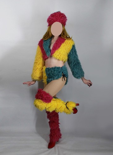 Color blocked fur outfit ski - outfit,