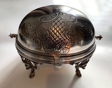 Antique Silver Plated Roll Top Warmer Breakfast Oyster Chafing Dish