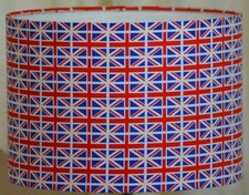 Handmade DRUM LAMPSHADE  30 x 21cm using a Multi Union Jack Cotton Print Fabric