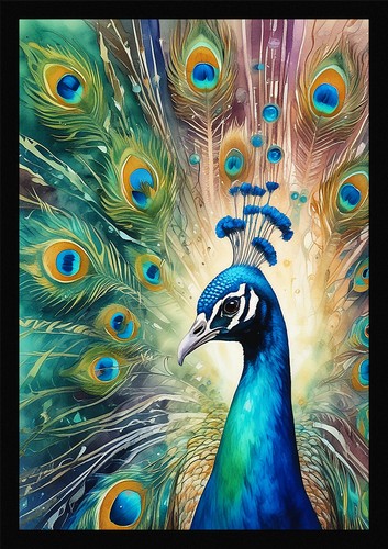 Peacock art majestic framed - peacock,