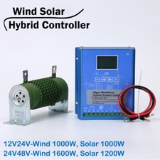 1000W/1600W Solar Wind Hybrid MPPT Charge Controller Regulator LCD Display