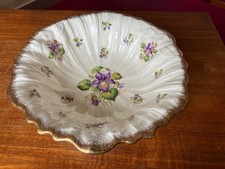 Vintage Crown Ducal Serving Bowl, footed, embossed & painted, floral, 1930- 40s 