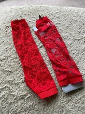 Red Lace Fingerless Gloves –
