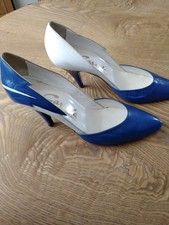 VINTAGE 1980S CARVELA SHOES MADE IN ITALY ELECTRIC BLUE SND WHITE SIZE 38 Used
