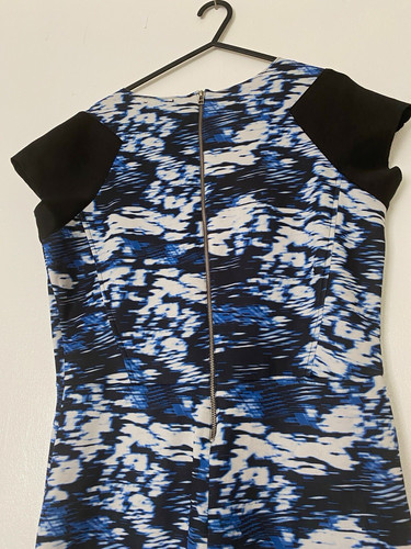 Zara blue black white abstract - black,