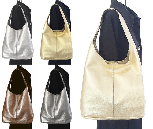Metallic silver gold slouch - gold,