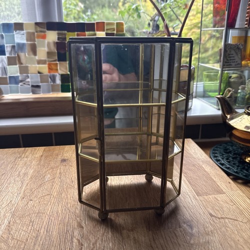 Vintage brass mirrored - brass, glass