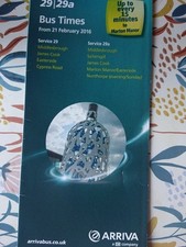 Arriva North East Timetable Routes 29 /29A.  From 21st February 2016.