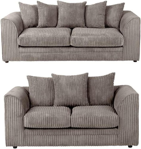 Grey jumbo cord sofa suite - grey,