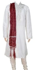 Mens Red Dupin  Silk Kurta