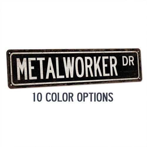 Metal worker street sign - worker,