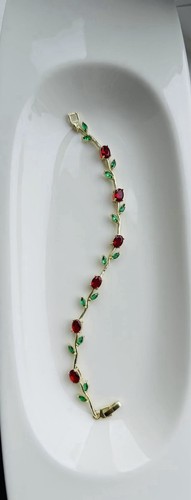 Red tulip gold tone bracelet - gold,
